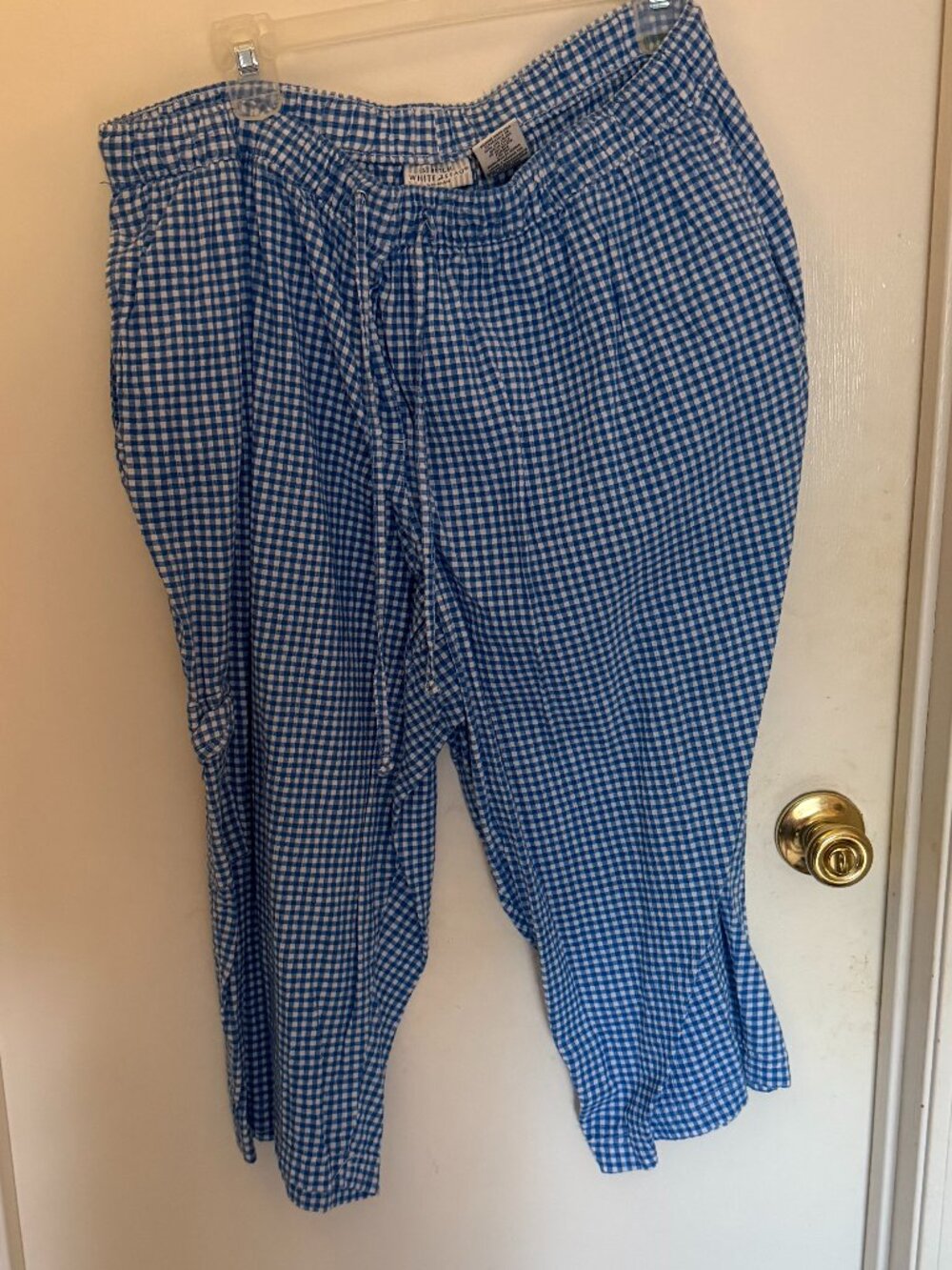 White Stag Blue & White Ginghan Capris W 2X